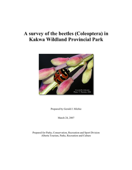 A Survey of the Beetles (Coleoptera) in Kakwa Wildland Provincial Park