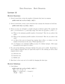 Data Structures – Brett Bernstein Lecture 15
