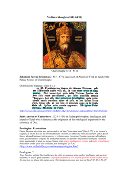 Medieval Thoughts (2011/04/19) Charlemagne (742 –814)