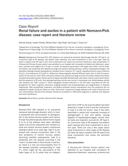 Case Report Renal Failure and Ascites in a Patient with Niemann-Pick Disease: Case Report and Literature Review