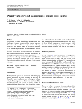 Operative Exposure and Management of Axillary Vessel Injuries