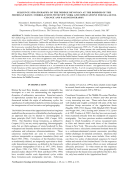 Northeastern Geology & Environmental Sciences, V. 28, No. 1, 2006, P. 2-33. SEQUENCE STRATIGRAPHY of the MIDDLE DEVONIAN AT