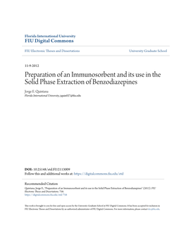 Preparation of an Immunosorbent and Its Use in the Solid Phase Extraction of Benzodiazepines Jorge E