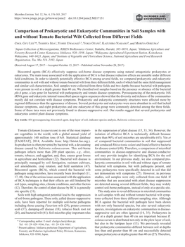 Comparison of Prokaryotic and Eukaryotic Communities in Soil Samples with and Without Tomato Bacterial Wilt Collected from Different Fields