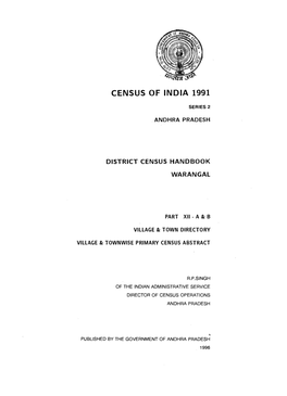 District Census Handbook, Warangal, Part XII-A & B, Series-2