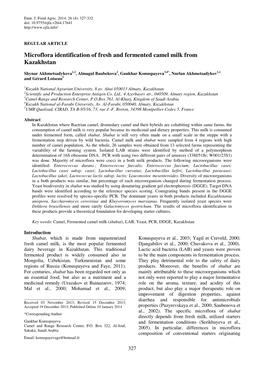 Microflora Identification of Fresh and Fermented Camel Milk from Kazakhstan