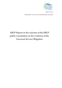 ERGP Report on the Outcome of the ERGP Public Consultation on the Evolution of the Universal Service Obligation