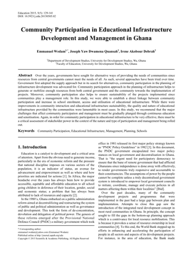 Community Participation in Educational Infrastructure Development and Management in Ghana