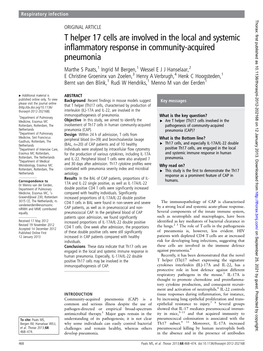 T Helper 17 Cells Are Involved in the Local and Systemic Inflammatory