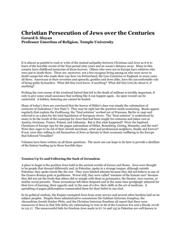 Christian Persecution of Jews Over the Centuries Gerard S