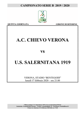 A.C. CHIEVO VERONA Vs U.S. SALERNITANA 1919