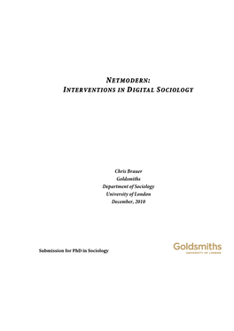 Netmodern: Interventions in Digital Sociology