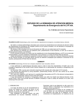 ESTUDIO DE LA DEMANDA DE ATENCION MEDICA Departamento De Emergencia Del H.C.FF.AA