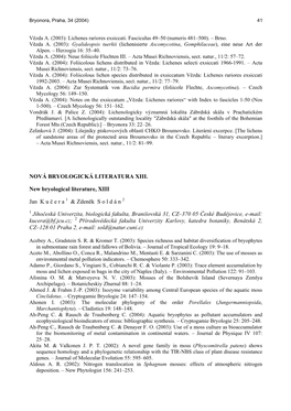 NOVÁ BRYOLOGICKÁ LITERATURA XIII. New Bryological Literature, XIII