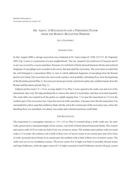 OR 'AQIVA: a MAUSOLEUM and a THRESHING FLOOR from the ROMAN–BYZANTINE PERIODS in July–August 2000, a Salvage Excavation