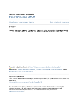 Report of the California State Agricultural Society for 1900
