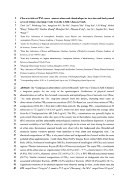 Characteristics of PM2.5 Mass Concentrations and Chemical Species