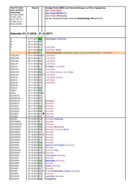 Kalender 01.11.2016 - 31.12.2017