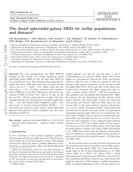 The Dwarf Spheroidal Galaxy DDO 44: Stellar Populations and Distance