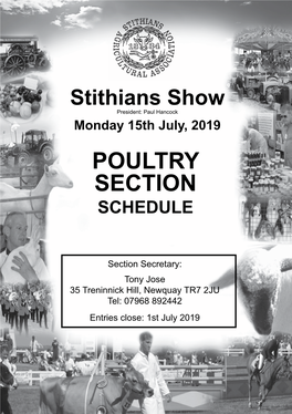 Poultry Section Schedule