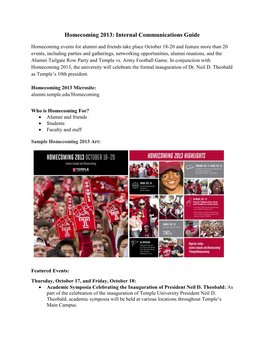 Homecoming 2013: Internal Communications Guide