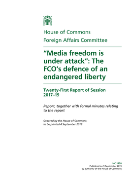 “Media Freedom Is Under Attack”: the FCO's Defence of An