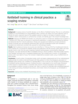 Kettlebell Training in Clinical Practice: a Scoping Review Neil J