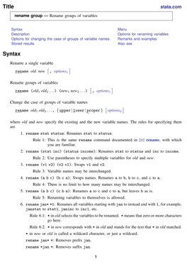 Rename Group — Rename Groups of Variables