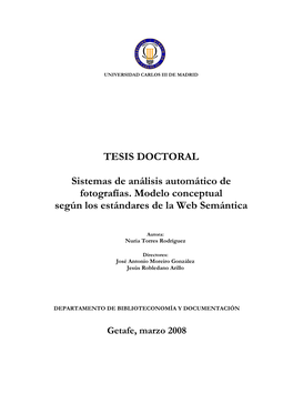 TESIS DOCTORAL Sistemas De Análisis Automático De Fotografías. Modelo Conceptual Según Los Estándares De La Web Semántica