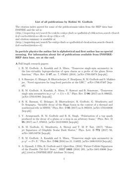 List of All Publications by Rohini M. Godbole the Citation Index Quoted