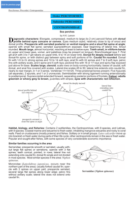 Order PERCIFORMES: PERCOIDEI