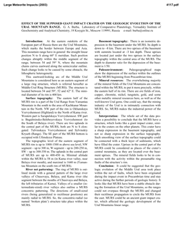 Effect of the Supposed Giant Impact Crater on the Geologic Evolution of the Ural Mountain Range