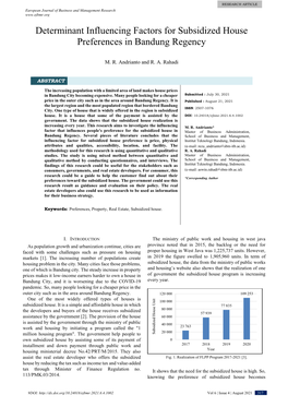 Determinant Influencing Factors for Subsidized House Preferences in Bandung Regency