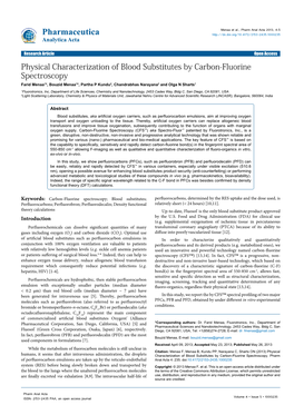 Physical Characterization of Blood Substitutes by Carbon-Fluorine