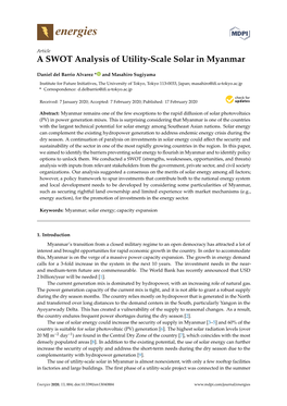 A SWOT Analysis of Utility-Scale Solar in Myanmar