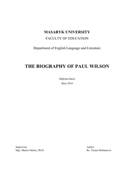 The Biography of Paul Wilson