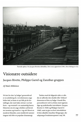 Visionære Outsidere Jacques Rivette, Philippe Garrel Og Zanzibar-Gruppen