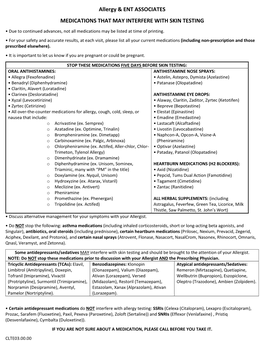 Allergy & ENT ASSOCIATES MEDICATIONS THAT