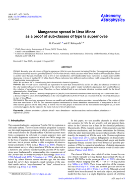 Manganese Spread in Ursa Minor As a Proof of Sub-Classes of Type Ia Supernovae