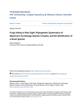 Phylogenetic Systematics of Myanmar's Occidozyga Species