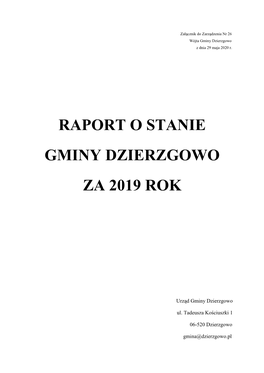 Raport O Stanie Gminy Dzierzgowo Za 2019 Rok