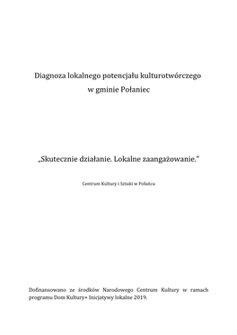 Diagnoza Lokalnego Potencjału Kulturotwórczego W Gminie Połaniec