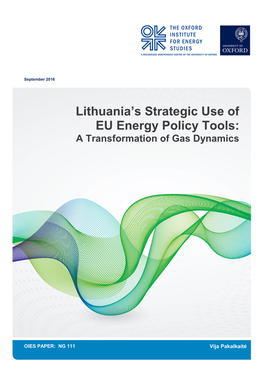 Lithuania's Strategic Use of EU Energy Policy Tools