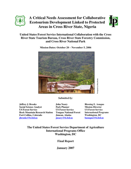 A Critical Needs Assessment for Collaborative Ecotourism Development Linked to Protected Areas in Cross River State, Nigeria