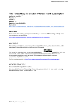 Trends of Body-Size Evolution in the Fossil Record