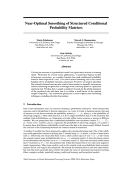 Near-Optimal Smoothing of Structured Conditional Probability Matrices