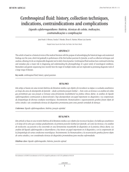 Cerebrospinal Fluid: History, Collection Techniques, Indications