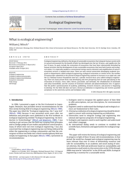 Mitsch, W. (2012). What Is Ecological Engineering?