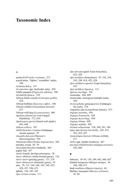 Taxonomic Index