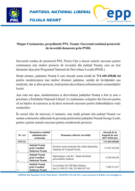 Comunicat De Presa PNL Neamț 6 Ianuarie 2020